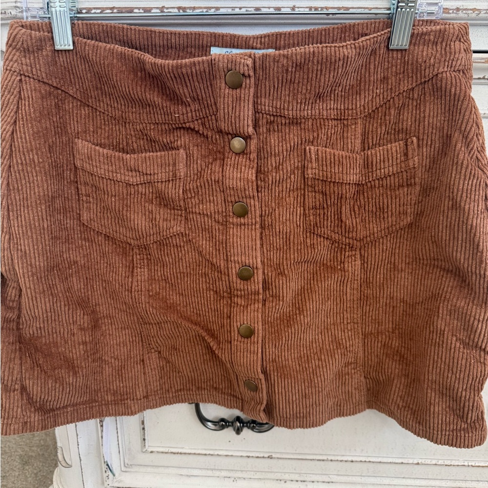 She + Sky Tan Corduroy Skirt